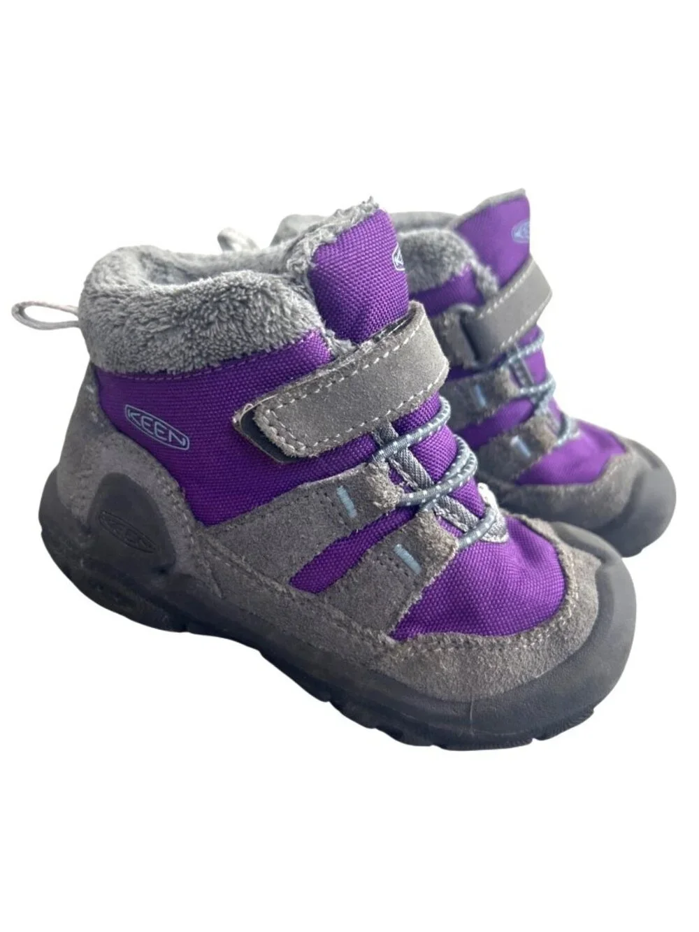 KEEN Knotch Chukka Toddler 7 Winter Boots Purple Gray Insulated Suede Outdoor